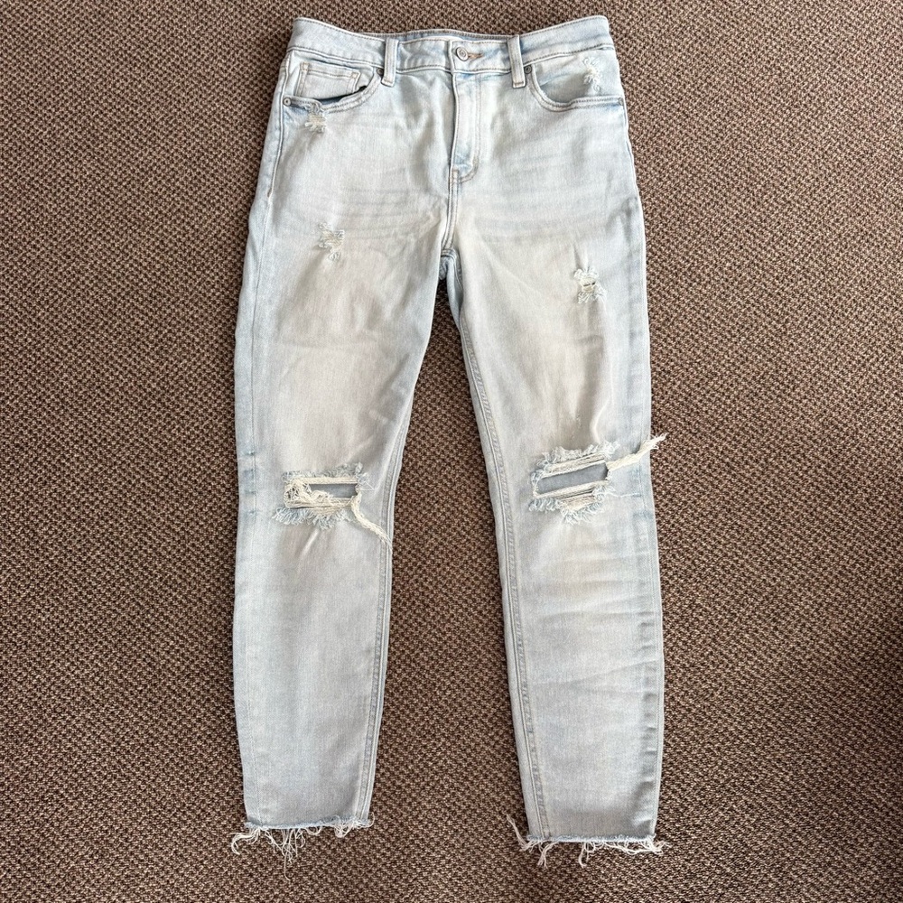 EUC Eunina Clara High Rise Distressed Skinny Crop Jeans